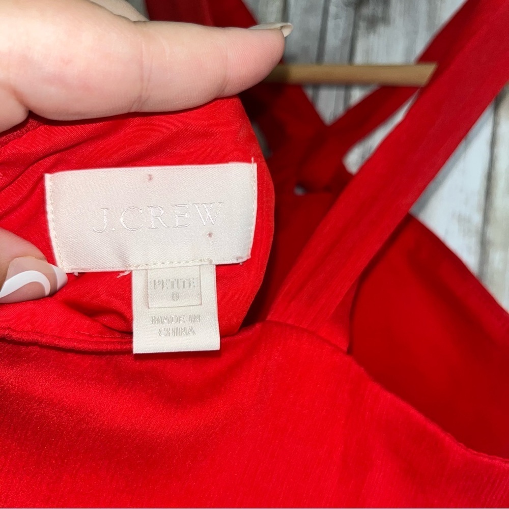 J.Crew Sinclair Silk Halter 0P Vivid Poppy Red Wedding Guest Cocktail Dress - Picture 8 of 9